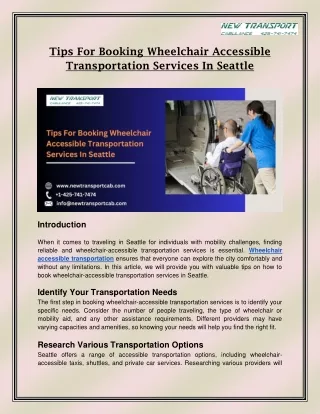 Tips For Booking Wheelchair Accessible Transportation Services In Seattle