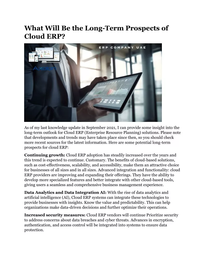 what will be the long term prospects of cloud erp