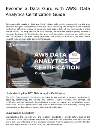 Become a Data Guru with AWS_ Data Analytics Certification Guide