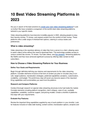 10 Best Video Streaming Platforms in 2023