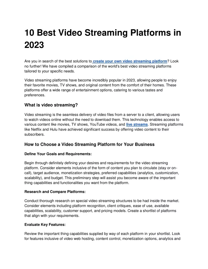 10 best video streaming platforms in 2023