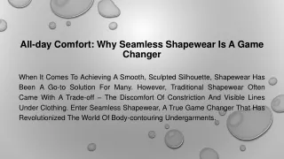 All-Day Comfort Why Seamless Shapewear is a Game Changer
