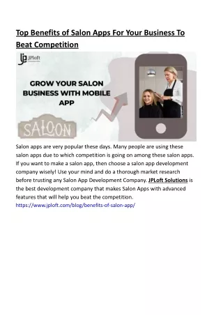Top Benefits of Salon Apps For Your Business To Beat Competition