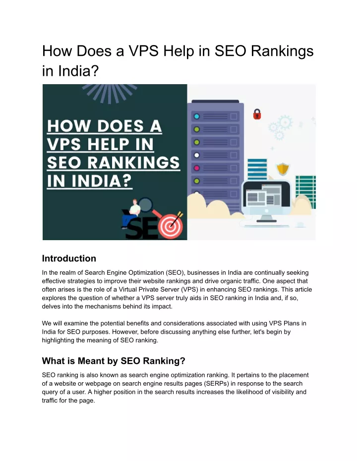 how does a vps help in seo rankings in india