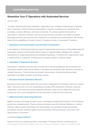 Streamline Your IT Operations with Automated Services