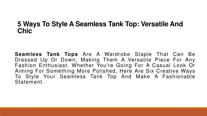 5 ways to style a seamless tank top versatile and chic