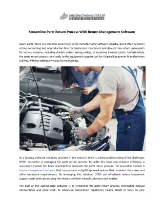 streamline parts return process with return
