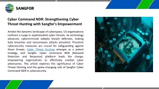 Cyber Command NDR: Strengthening Cyber Threat Hunting with Sangfor's Empowerment