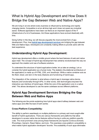 What Is Hybrid App Development and How Does It Bridge the Gap Between Web and Native Apps_