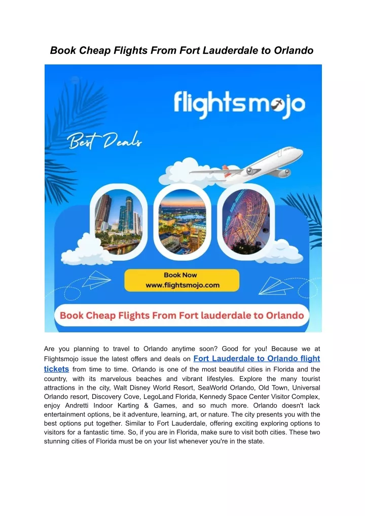book cheap flights from fort lauderdale to orlando
