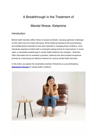 A Breakthrough in the Treatment of Mental Illness_ Ketamine