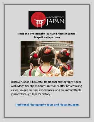 Traditional Photography Tours And Places In Japan | Magnificentjapan.com