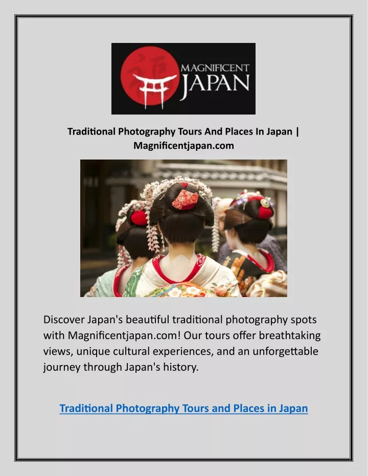 traditional photography tours and places in japan