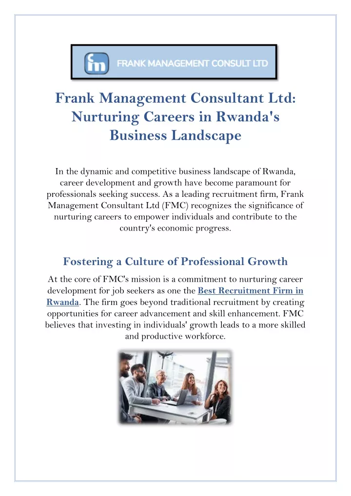 frank management consultant ltd nurturing careers