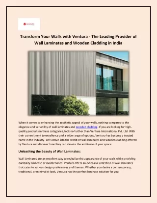 Wooden Cladding For Exterior Walls - Ventura International