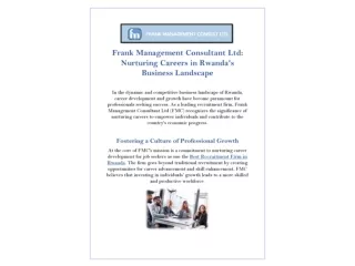 Best Recruitment Firm in Rwanda Frank Management Consultant Ltd