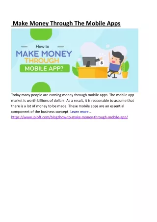 Make Money Through The Mobile Apps