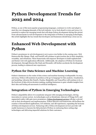 Python Development Trends for 2023 and 2024