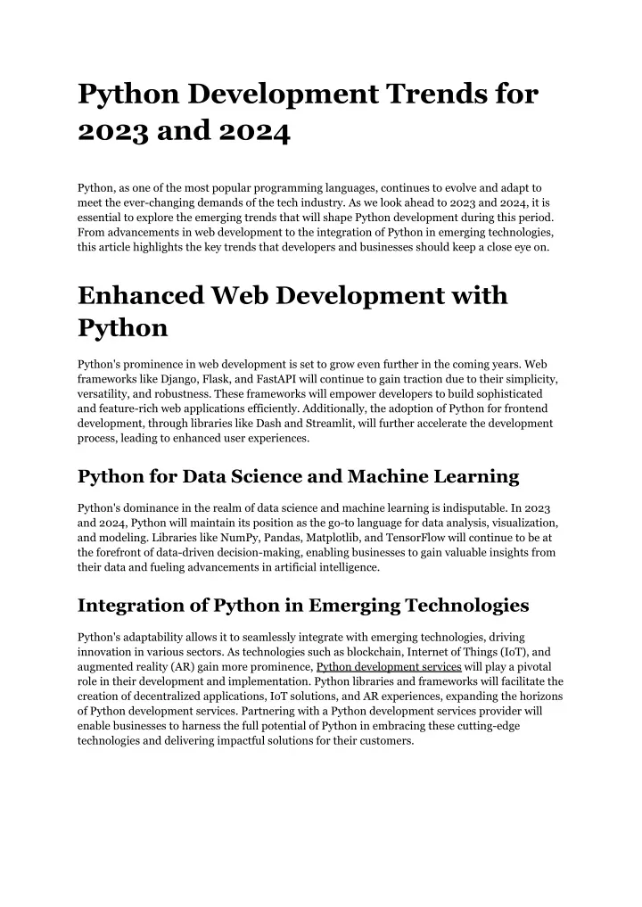 python development trends for 2023 and 2024