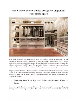 why choose your wardrobe design to complement