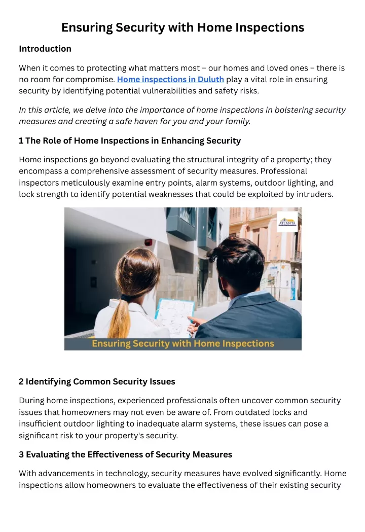 ensuring security with home inspections