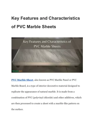 Key Features and Characteristics of PVC Marble Sheets