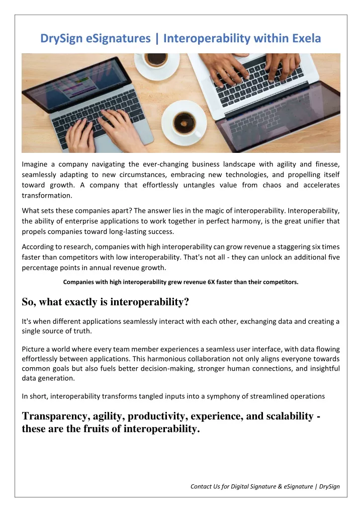 drysign esignatures interoperability within exela