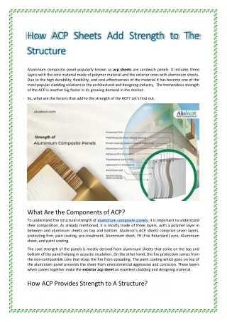 How ACP Sheets Add Strength To The Structure