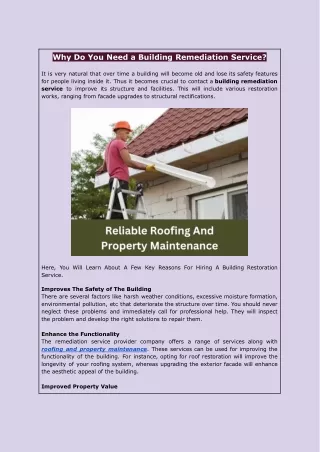 why do you need a building remediation service