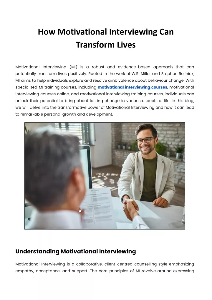 how motivational interviewing can transform lives
