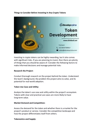 things to consider before investing in any crypto