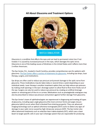all about glaucoma and treatment options