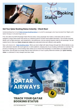 Qatar Booking Status | Airnsky |   1-877-335-8488