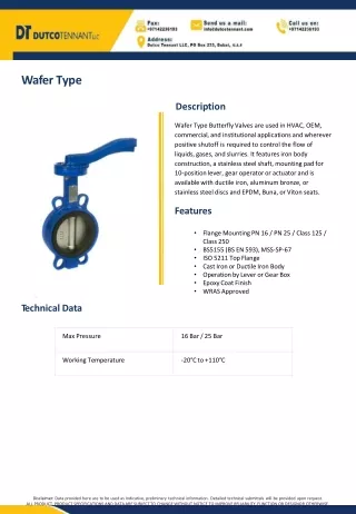 Features Of Wafer Type Butterfly Valves