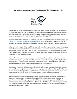 what to expect during an eye exam
