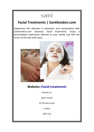 Facial Treatments  Santilondon.com