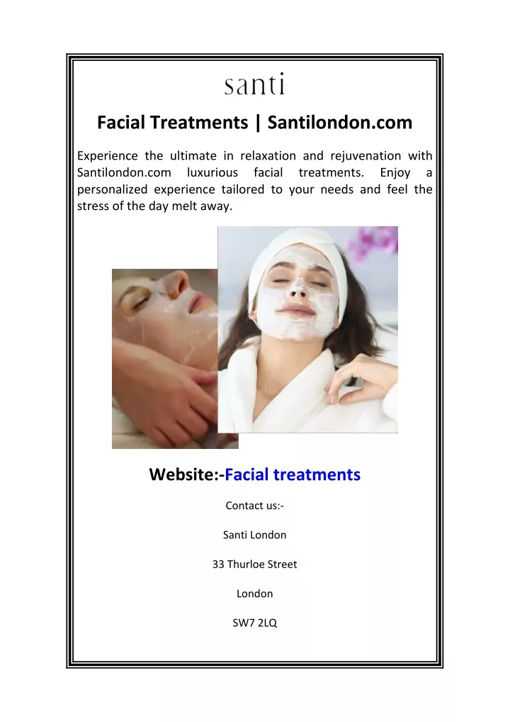 facial treatments santilondon com