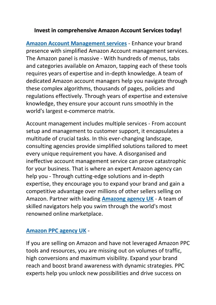 invest in comprehensive amazon account services