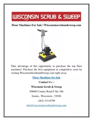 Floor Machines For Sale  Wisconsinscrubandsweep