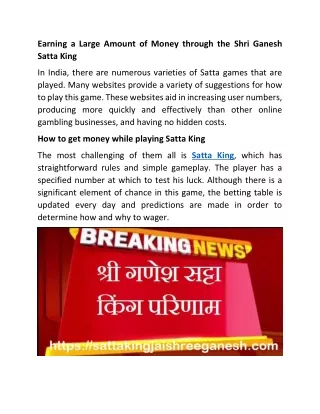 Earning a Large Amount of Money through the Satta King