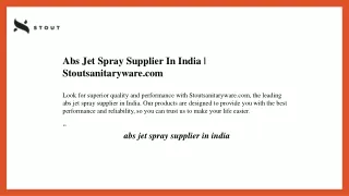 Abs Jet Spray Supplier In India  Stoutsanitaryware.com