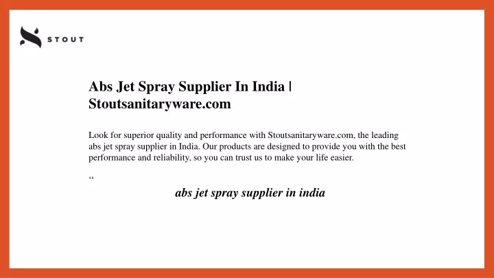 abs jet spray supplier in india stoutsanitaryware