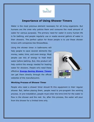 Importance of Using Shower Timers