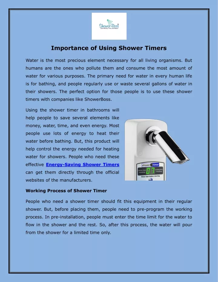 importance of using shower timers