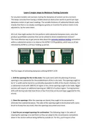 learn 5 major steps to moisture testing concrete