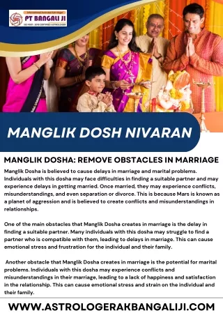Manglik Dosh Nivaran | Call Now |  91-8219157676