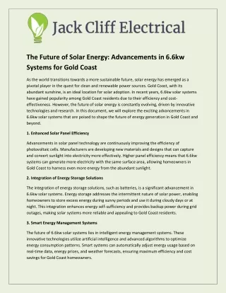 The Future of Solar Energy - Advancements in 6.6kw Systems for Gold Coast