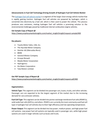 Hydrogen Fuel Cell Vehicle Market,