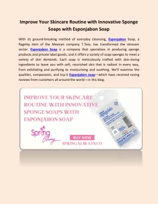 Improve Your Skincare Routine with Innovative Sponge Soaps with Esponjabon Soap