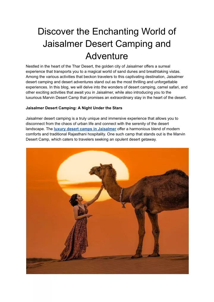 discover the enchanting world of jaisalmer desert